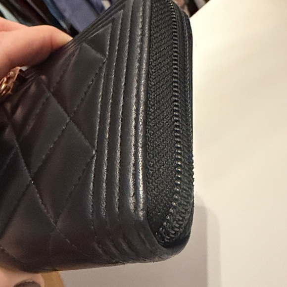 Chanel Boy Zipper Long Wallet Black Genuine Leather Excellent Condition - Picture 11 of 13